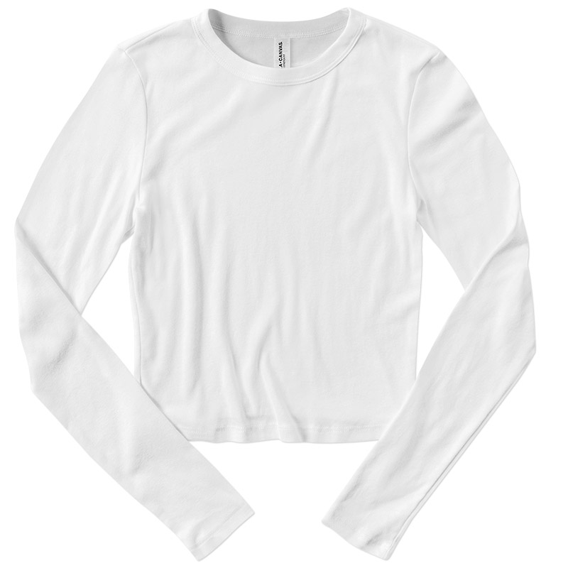 Bella Ladies Micro Rib Longsleeve Baby Tee - Solid White Blend