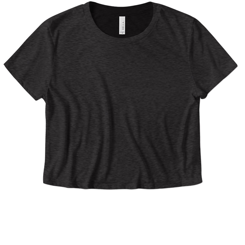 Bella Ladies Flowy Cropped Tee - Dark Grey Heather