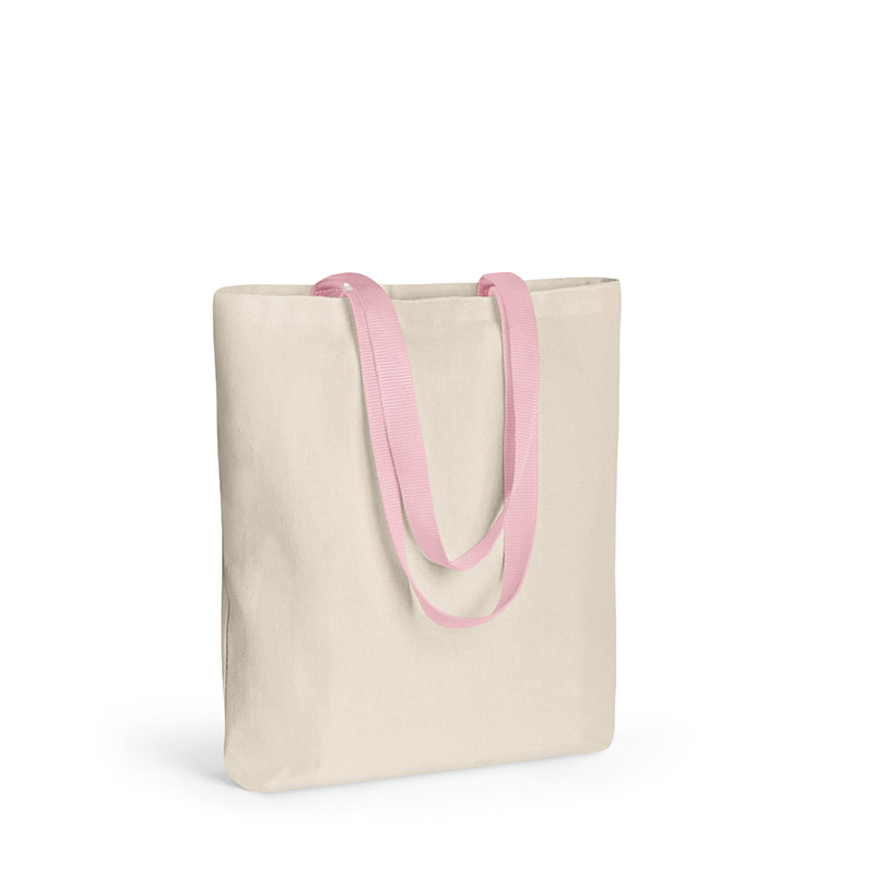 Q Tees Contrast Canvas Tote - Natural/Light Pink